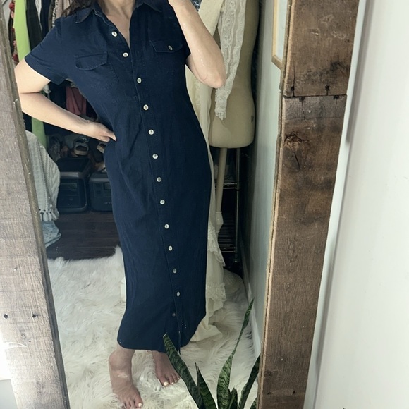 Carolina Colours vintage Navy Button-Down Dress size 10 - Picture 1 of 7